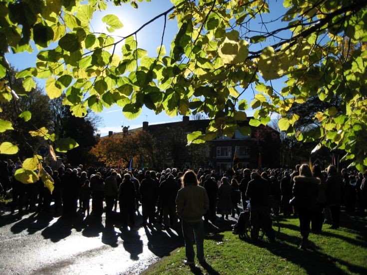 Long shadows on Remembrance Sunday at Banstead
